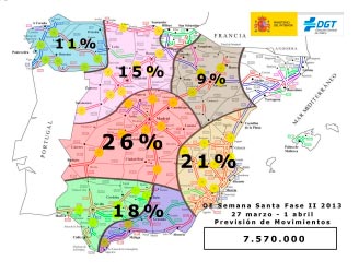 Prevencion accidentes semana santa 2013 mapa dgt