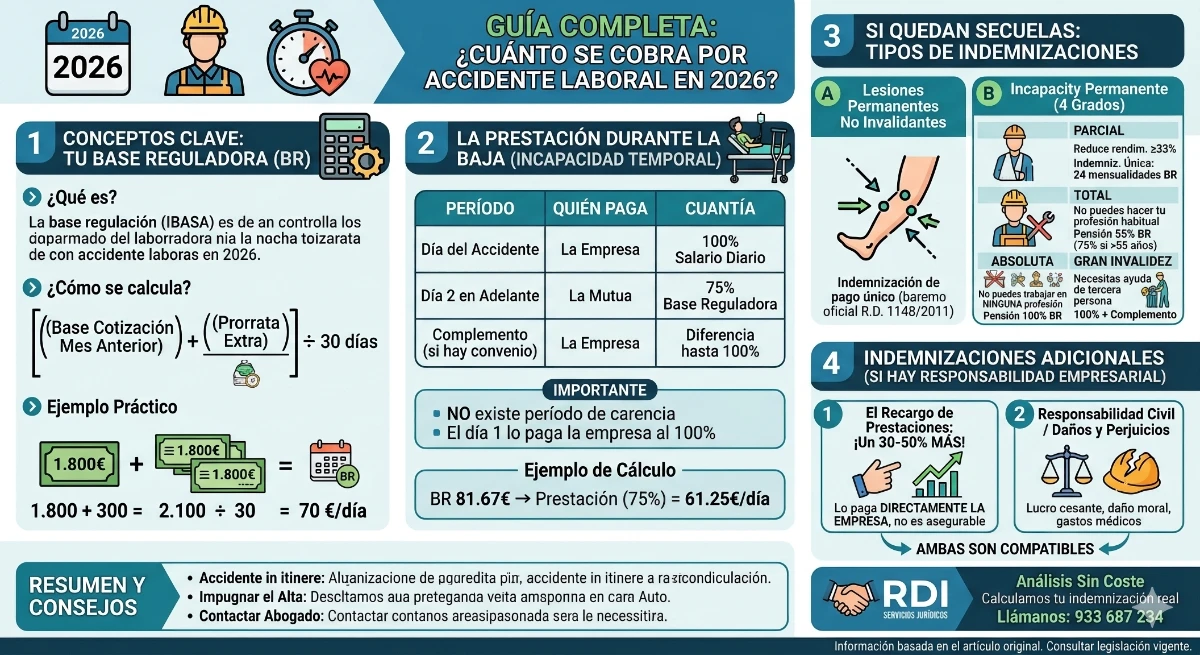 accidente laboral cuanto se cobra